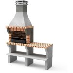 Movelar - barbecue pr�fabriqu� � bois et charbon en b�ton r�fractaire mod�le maipu xl avec support lat�ral ...