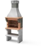 Movelar - barbecue prfabriqu  bois et charbon en bton rfractaire modle maipu xl (gris, orange - ...