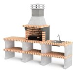 Movelar - barbecue prfabriqu  bois et charbon en bton rfractaire modle pack 1 liz plus xl outdoor ...