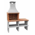 Movelar - barbecue prfabriqu  bois et charbon en bton rfractaire modle sines xl (gris, orange - ...
