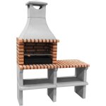Movelar - barbecue prfabriqu  bois et charbon en bton rfractaire modle sines xl (gris, orange - ...