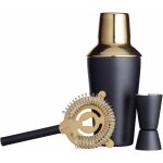 Barcraft - de kit de coctelera de lujo, couleur noir / or, bote cadeau, 3 pices, 10 x 10 x 19 cm