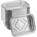 Barquettes alimentaires, lot de 50, r�cup�ration graisse, barbecue, l x p : 18, 5 x 13 cm, aluminium, ...