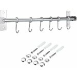 Barre de cr�dence cuisine en acier inox avec 6 crochets amovible pour suspendre les ustensiles de cuisine ...