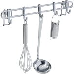 Barre de crdence cuisine style porte ustensiles de cuisine mural avec 5 crochets en acier inox, mtal, ...