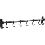 Barre de cuisine aluminium barre murale porte ustensiles de cuisine avec 6 crochets, pour salle de bain ...