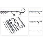 Barre  rideaux  16mm set complet y compris anneaux rideaux avec crochets: embout sphrique, argent ...