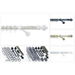 Barre  rideaux  28mm set complet y compris anneaux rideaux avec crochets 3 couleurs: 2 mtres, blanc ...
