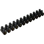 Barrette de domino �lectrique 6mm� - 12 connexions en laiton - max 41a - noir