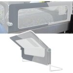 Barri�re de lit 150cm avec poches de rangement, barri�re de s�curit� r�glable en hauteur et pliable pour ...