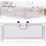 Aqrau barri�re de lit pour enfants 200x100 cm toddler bed guard gris ( 3 c�t� )