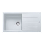 Franke basis bfg 611 - 97 evier 97x50cm avec gouttoir rversible, fragranit + , blanc artic (bfg61197b) ...