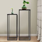 Bathrena flower stand metal - ensemble noir avec 2 supports m�talliques, stand de plantes, grand, carr�, ...