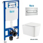 Roca - bati - support duplo avec rservoir encastrable, plaque chrome brillant, wc suspendu trend 49cm ...