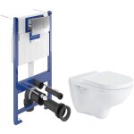 Villeroy&boch - b�ti - support sol - mur + plaque de d�clenchement chrom�e mat + cuvette suspendue o. ...