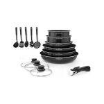 Arthur martin - batterie de cuisine amovible 15 pieces 16 - 20 - 22 - 24 - 26 cm noir - tous feux dont ...