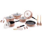Batterie de cuisson complte effet marbre - 17 pices - tous feux - cuivre - livraison gratuite