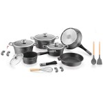 Batterie de cuisson complte effet marbre - 17 pices - tous feux - gris - livraison gratuite