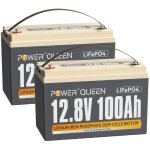 Batterie lithium 12v100ah 1280wh rechargeable lifepo4 power queen bms 100a, 4000 - 15000 cycles, pour ...