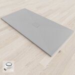Baya receveur de douche 100 x 160 cm gris extra - plat aspect pierre + bonde incluse Baya receveur de douche 100 x 160 cm gris extra - plat aspect pierre + bonde incluse