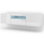 Bb - loisir - aura meuble tv bas universel 150 cm  suspendre ou  poser armoire hi - fi avec led blanc ...