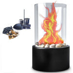 Chemin�e de table portable au bio�thanol de haute qualit� pour l'int�rieur et l'ext�rieur avec pierres ...