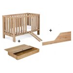 Bb - loisir - lit b�b� 120x60cm avec tiroir couleur et barri�re de s�curit� ch�ne amelie lit barreaux ...