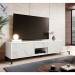 Bb - loisir - meuble tv 195x48x40 cm effet marbre blanc mamor meuble hi - fi luxueux sideboeard sur pied ...