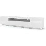 Bb - loisir - meuble tv bas universel aura 200 cm  suspendre ou  poser sideboeard blanc mat / blanc ...