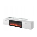 Bb - loisir - meuble tv blanc brillant 190x49x37cm avec cheminée chauffante intégrée roxa à poser Bb - loisir - meuble tv blanc brillant 190x49x37cm avec cheminée chauffante intégrée roxa à poser