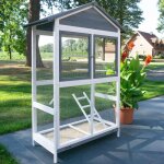 Voli�re cage � oiseaux en bois de haute qualit� 122x58x177cm pour int�rieur et ext�rieur ?mod�le � apollo ...