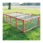 Clapier lapins rabbit run exterieur - cage mobile - couleur bois