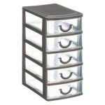 Mm unverified brand - tour de rangement 5 tiroirs poign�es 19cm gris