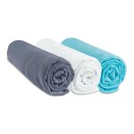 Drap housse 60x120 coton gris blanc turquoise (lot de 3)