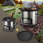 Bbqboss four de camping avec plaque de grill en fonte, argent, four - fuse en acier inox, rchaud de ...