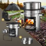 Bbqboss four - fuse avec pole  griller, sac de transport + anneau de rtisserie, set de four de camping ...