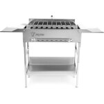 Bbq - toro barbecue en acier inoxydable avec tournebroche 9 broches, grille et moteur mobile brochettes ...