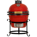 Bbq - toro - kamado grill charbon de bois � 32 cm � haiiro � avec grille et thermom�tre, rouge