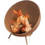 Bbq - toro - vasque � feu � 60 cm, aspect rouille, foyer inclinable 3 - en - 1 avec support tripode