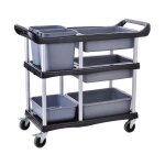 Gx - 032e chariot de d�barrassage et dressage, desserte de cuisine, servante 3 �tages avec freins, 104x46x91cm ...
