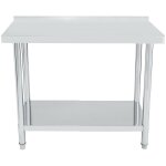 Wt2448b table de cuisine, plan de travail avec rebord en inox 120x60cm, id�al cuisine, restaurant, gastronomie ...