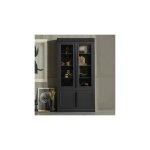 M&s - vitrine 4 portes 110x44x215 cm en verre et pin noir
