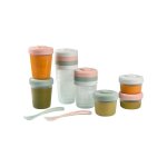 Beaba - pack 1er repas, portion clip de conservation 2x90ml + 4x150ml + 6x250ml + 2 cuill 1ere age, eucalyptus ...