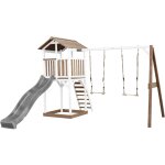 Beach tower aire de jeux avec toboggan en gris, 2 balan�oires & bac � sable grande maison enfant ext�rieur ...