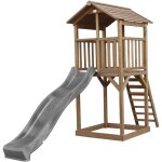 Beach tower aire de jeux avec toboggan en gris & bac � sable grande maison enfant ext�rieur en marron ...