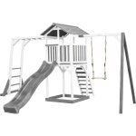 Beach tower aire de jeux avec toboggan en gris, cadre d'escalade, balan�oire & bac � sable grande maison ...