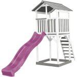 Beach tower aire de jeux avec toboggan en violet & bac  sable grande maison enfant extrieur en gris ...