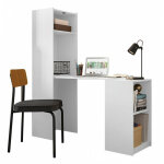 Bureau et armoire repliables blancs 4 niches l 117. 3 h 159. 5 p 48 cm