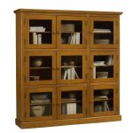 Beaux meubles pas chers - bibliothque 9 portes vitres pin miel - orange