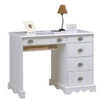 Beaux meubles pas chers - bureau 5 tiroirs blanc style anglais - blanc